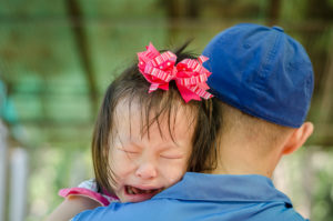 Little girl crying, preventing separation anxiety in preschoolers