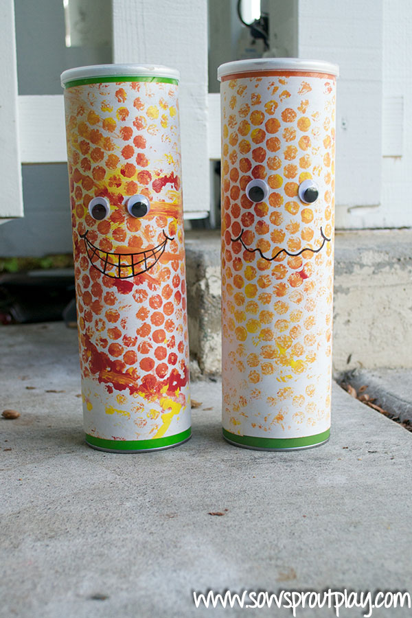 Corn shakers, fall crafts for preschoolers